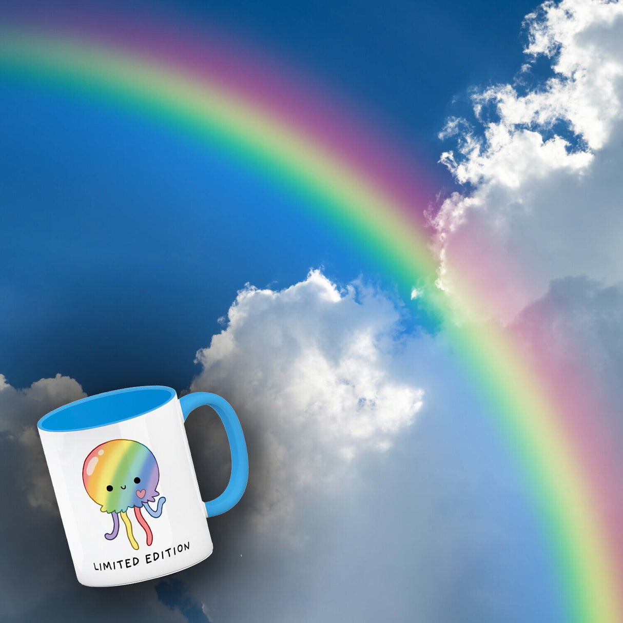 Jelly & Friends Regenbogen-Qualle Kaffeebecher mit Spruch Limited Edition