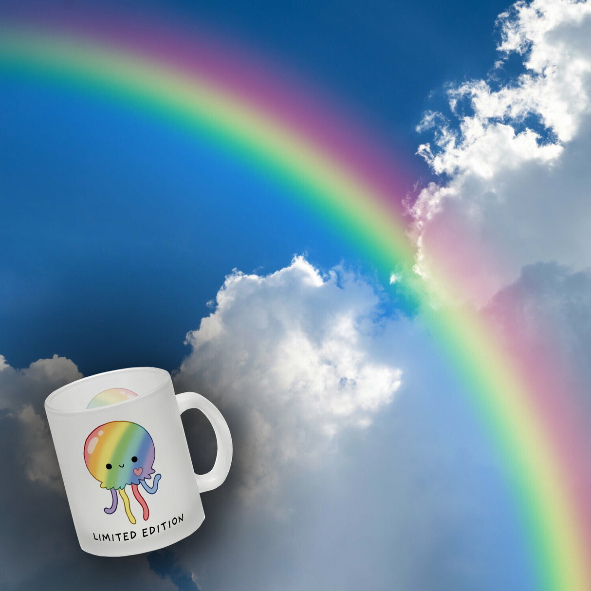 Jelly & Friends Regenbogen-Qualle Kaffeebecher mit Spruch Limited Edition