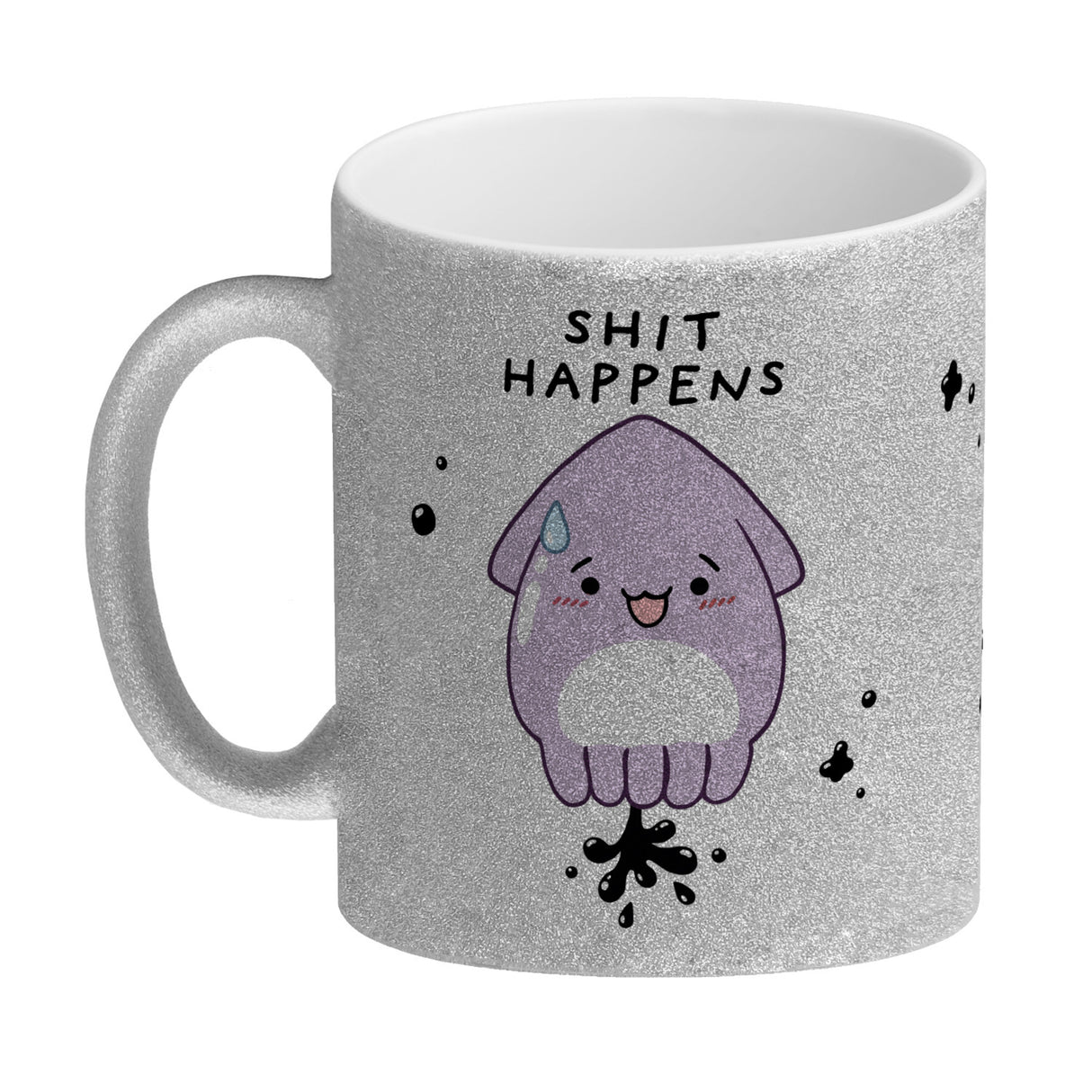 Jelly & Friends Tintenfisch Kaffeebecher mit Spruch Shit happens