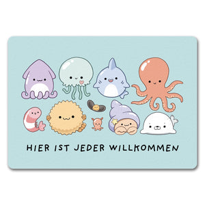 Jelly & Friends Fußmatte in 35x50 cm ohne Rand mit Spruch Hier ist jeder Willkommen