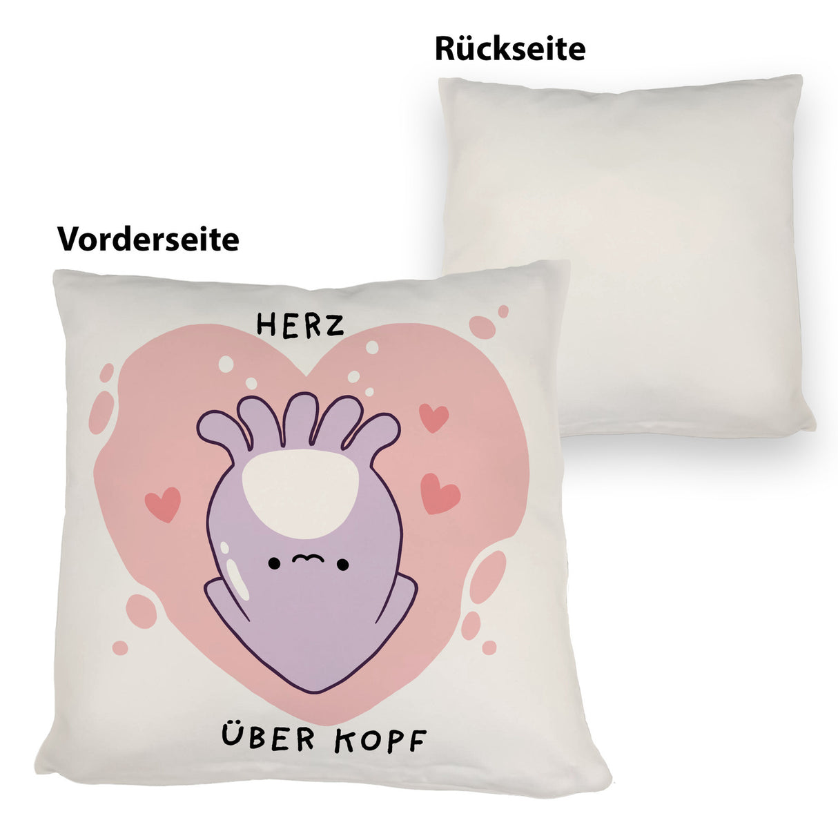 Jelly & Friends Tintenfisch Kissen mit Spruch Herz über Kopf