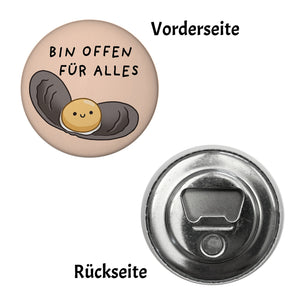 Jelly & Friends Auster Magnet rund mit Spruch Bin offen für alles
