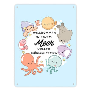 Jelly & Friends Metallschild in 15x20 cm mit Spruch Willkommen im Meer der Möglichkeiten