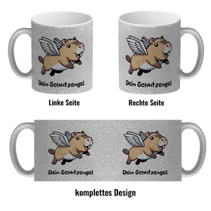 Comic Capybara mit Flügeln Kaffeebecher mit Spruch Dein Schutzengel