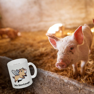 Comic Capybara mit Flügeln Kaffeebecher mit Spruch Dein Schutzengel