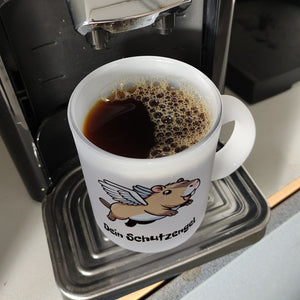 Comic Capybara mit Flügeln Kaffeebecher mit Spruch Dein Schutzengel