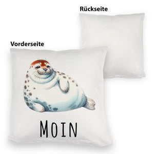 Dicke Robbe Kissen mit Spruch Moin