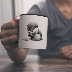 Baby Otter mit Muschel Kaffeebecher