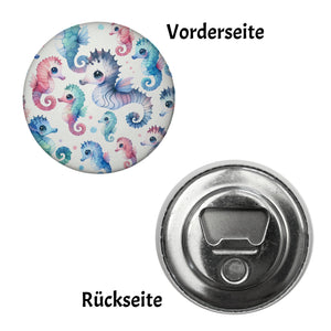 Seepferdchen Aquarell Magnet rund