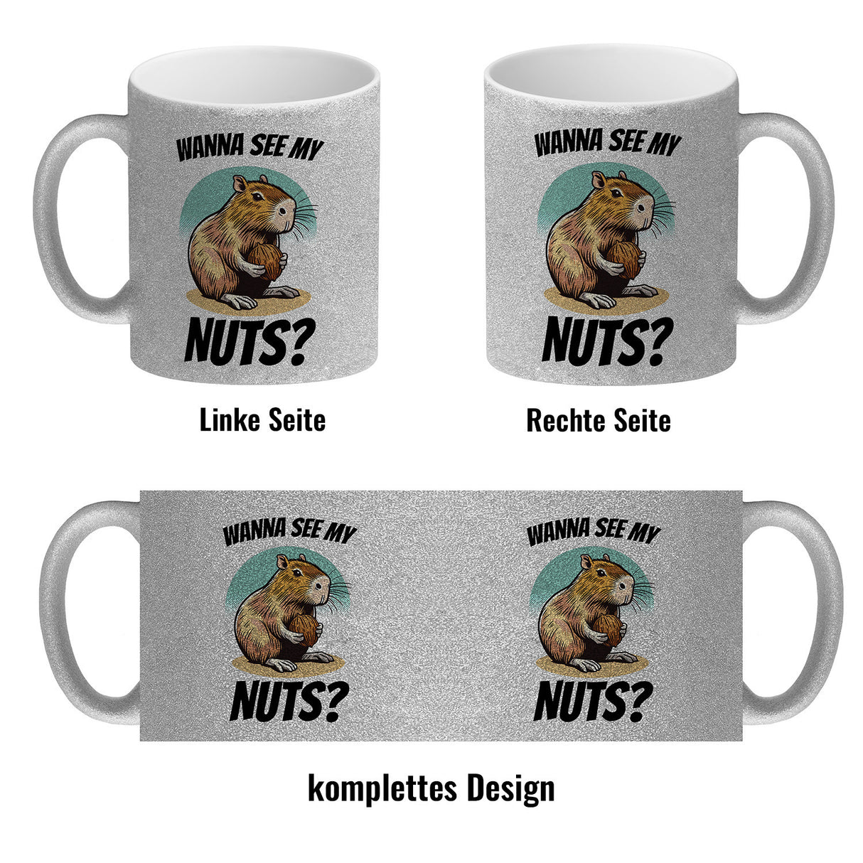 Capybara Kaffeebecher mit Spruch Wanna see my Nuts