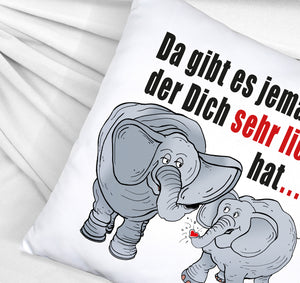 Elefanten Kissen mit Spruch Jemand hat dich sehr lieb
