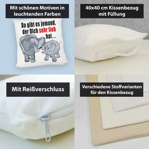 Elefanten Kissen mit Spruch Jemand hat dich sehr lieb