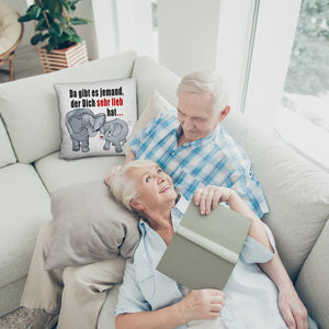 Elefanten Kissen mit Spruch Jemand hat dich sehr lieb