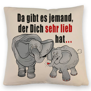 Elefanten Kissen mit Spruch Jemand hat dich sehr lieb