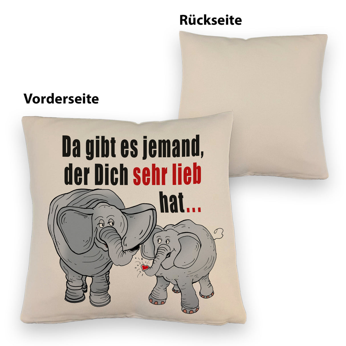 Elefanten Kissen mit Spruch Jemand hat dich sehr lieb
