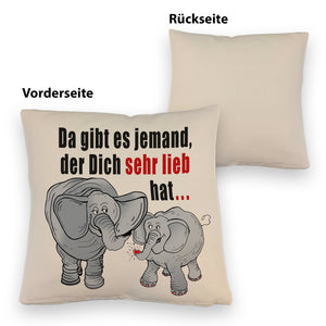 Elefanten Kissen mit Spruch Jemand hat dich sehr lieb