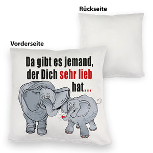 Elefanten Kissen mit Spruch Jemand hat dich sehr lieb