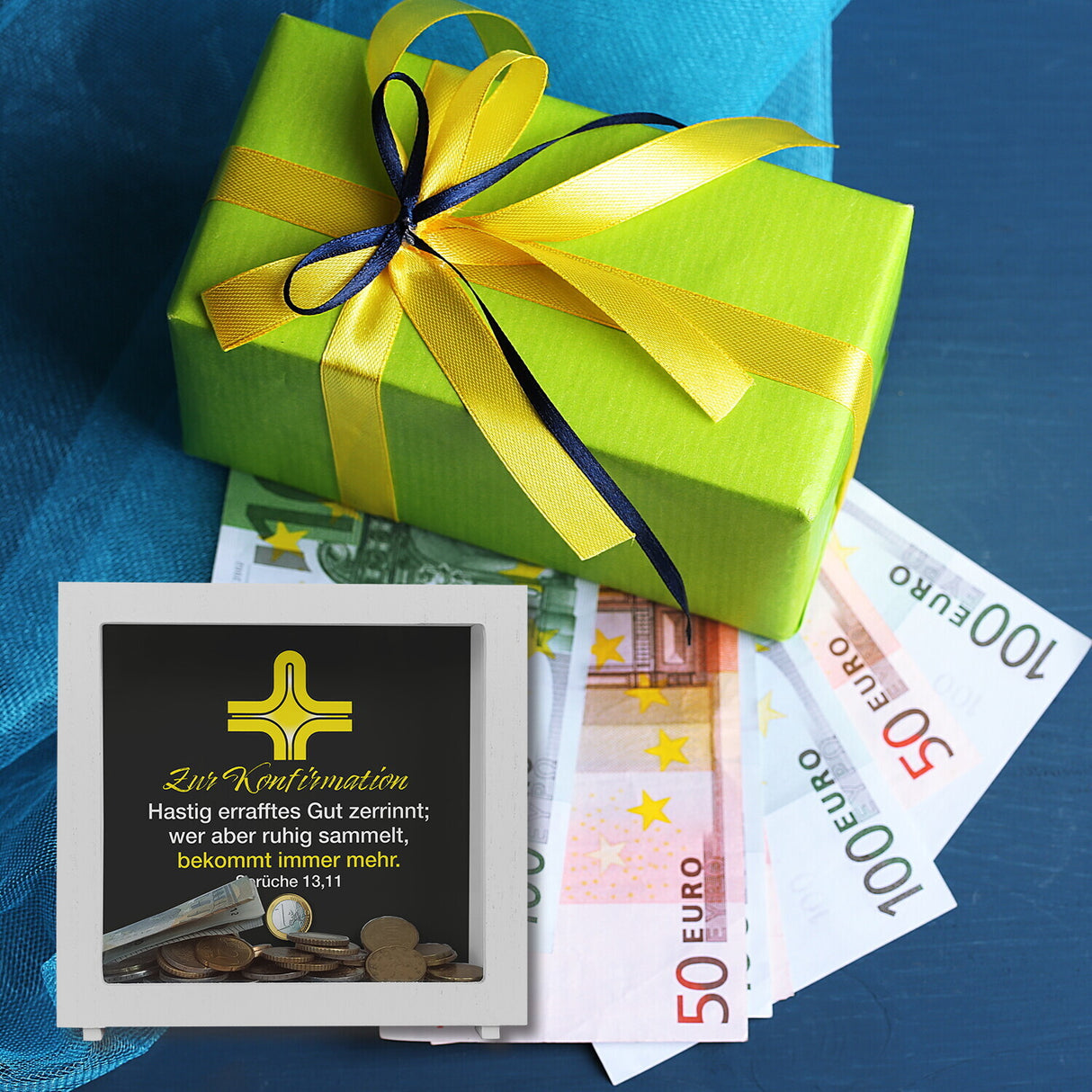 Sprüche 13,11 Bibelvers Spardose zur Konfirmation