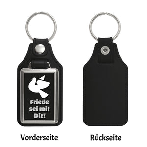 Friedenstaube Schlüsselanhänger mit Spruch Friede sei mit Dir