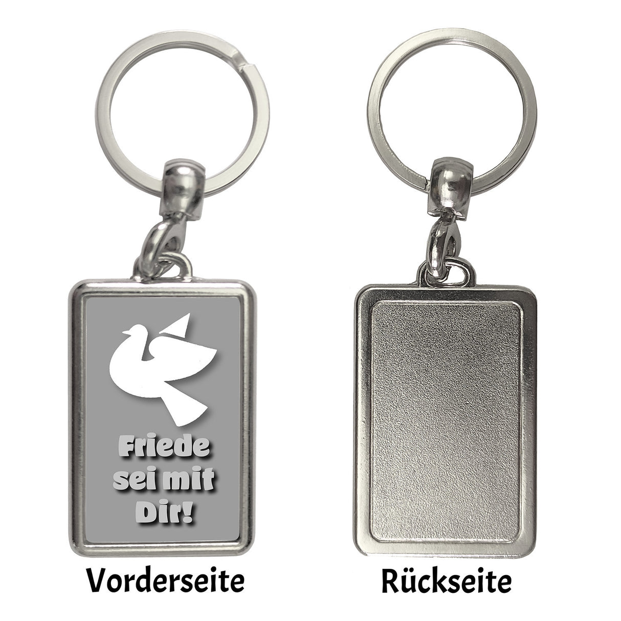 Friedenstaube Schlüsselanhänger mit Spruch Friede sei mit Dir