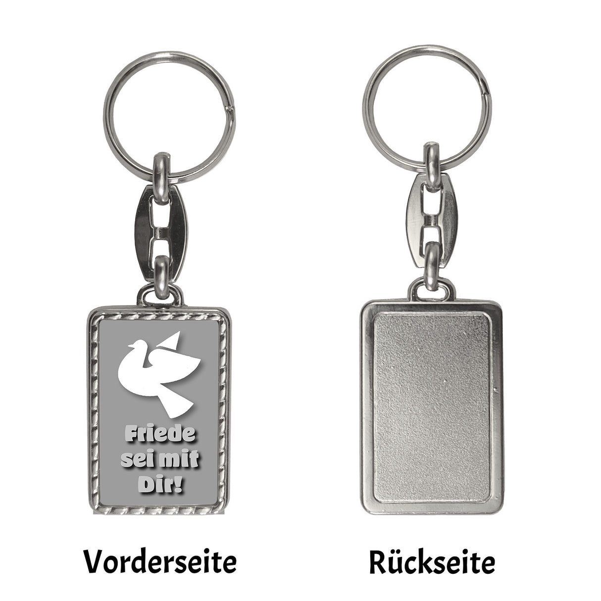 Friedenstaube Schlüsselanhänger mit Spruch Friede sei mit Dir