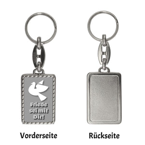 Friedenstaube Schlüsselanhänger mit Spruch Friede sei mit Dir