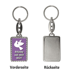 Friedenstaube Schlüsselanhänger mit Spruch Friede sei mit Dir