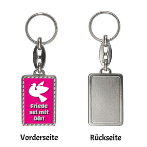 Friedenstaube Schlüsselanhänger mit Spruch Friede sei mit Dir