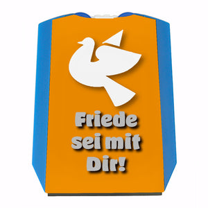 Friendstaube Parkscheibe in blau mit Spruch Friede sei mit Dir