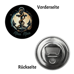 Anker mit Seil Magnet rund mit Spruch Moin Moin