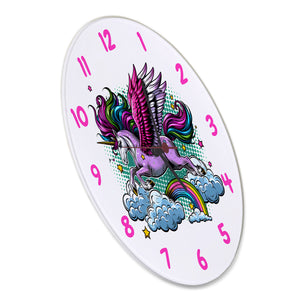 Einhorn mit bunter Mähne Wanduhr