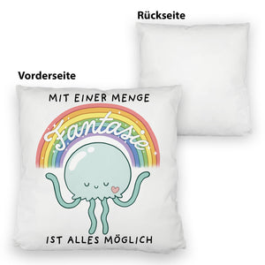 Jelly & Friends Qualle Kissen mit Spruch Mit Fantasie wird alles möglich