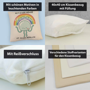 Jelly & Friends Qualle Kissen mit Spruch Mit Fantasie wird alles möglich