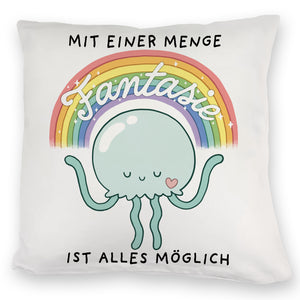 Jelly & Friends Qualle Kissen mit Spruch Mit Fantasie wird alles möglich