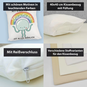 Jelly & Friends Qualle Kissen mit Spruch Mit Fantasie wird alles möglich