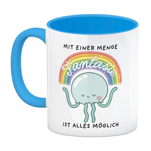 Jelly & Friends Qualle Kaffeebecher mit Spruch Mit Fantasie ist alles möglich