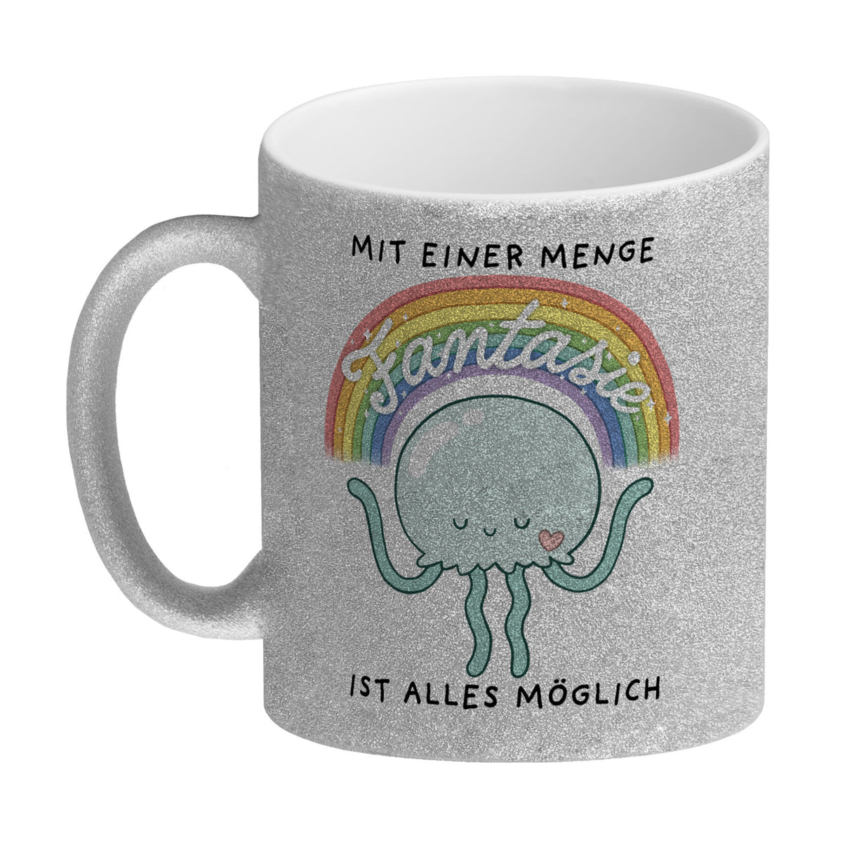 Jelly & Friends Qualle Kaffeebecher mit Spruch Mit Fantasie ist alles möglich