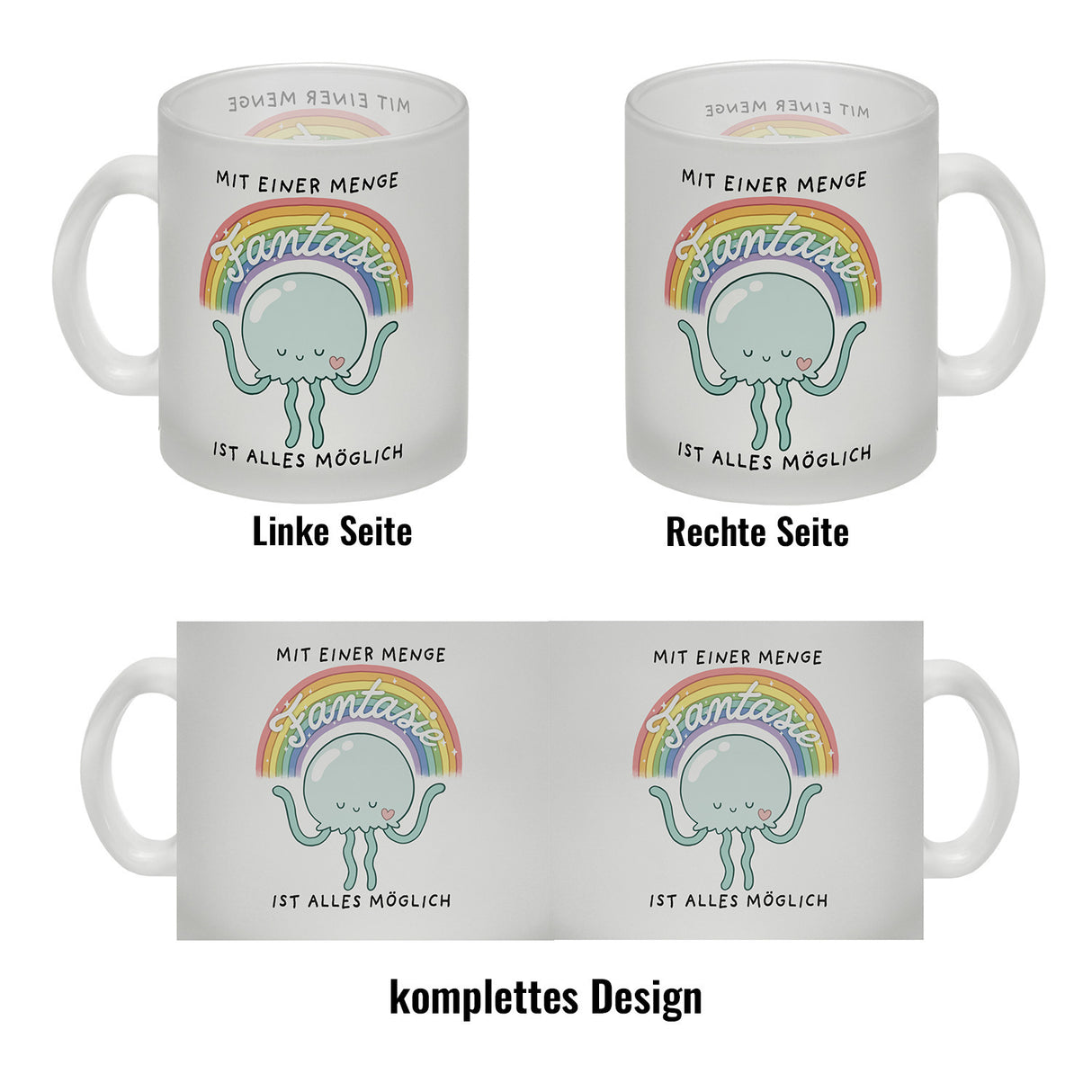 Jelly & Friends Qualle Kaffeebecher mit Spruch Mit Fantasie ist alles möglich