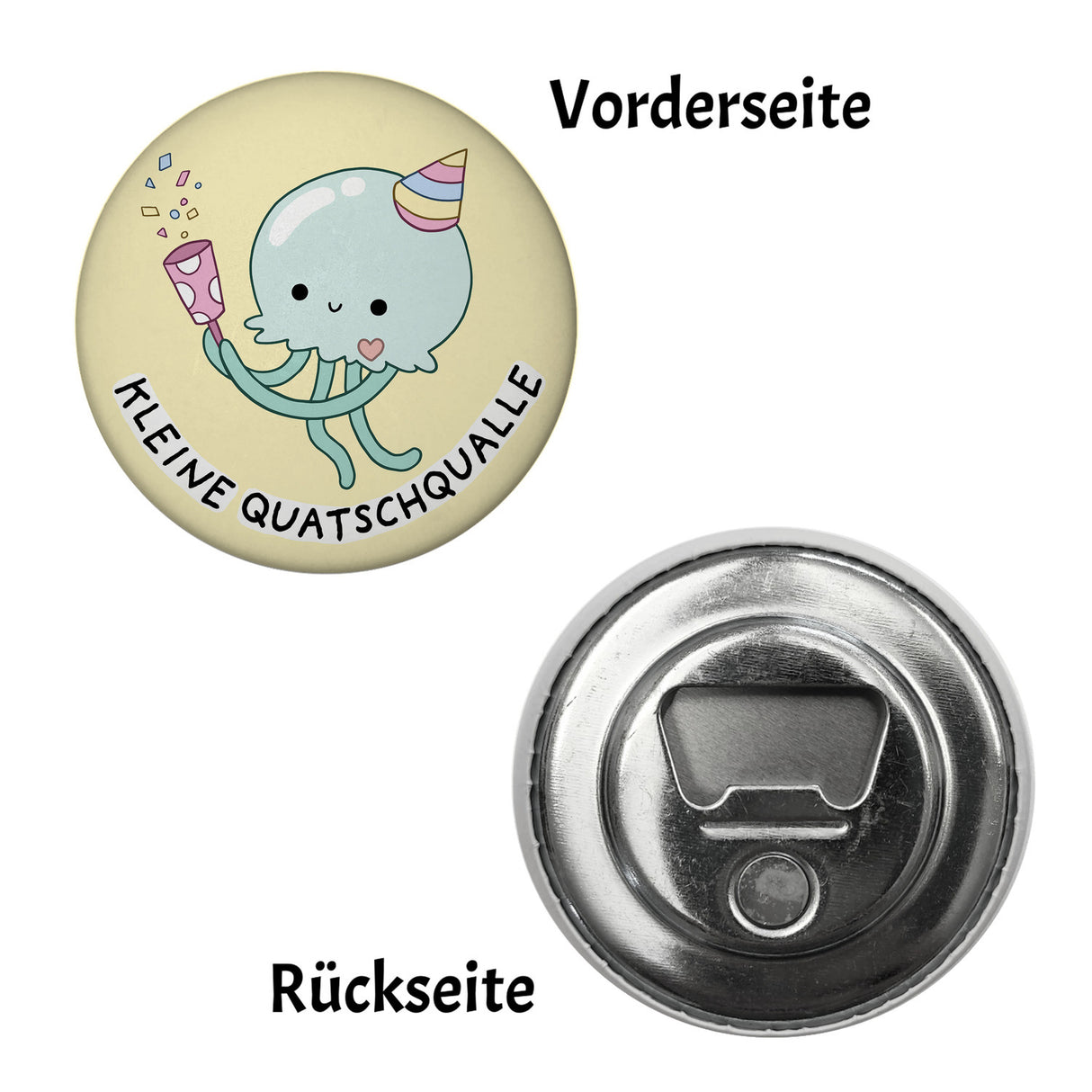 Jelly & Friends Qualle Magnet rund mit Spruch Kleine Quatschqualle