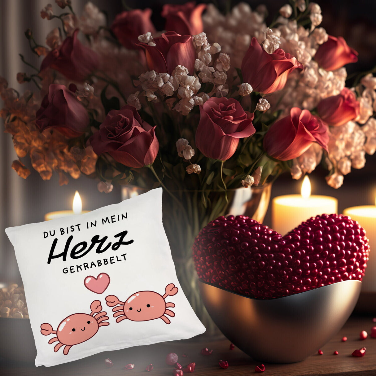 Jelly & Friends Krabben Kissen mit Spruch Du bist in mein Herz gekrabbelt