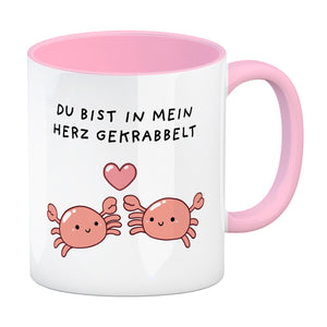 Jelly & Friends Krabben Kaffeebecher mit Spruch Du bist in mein Herz gekrabbelt