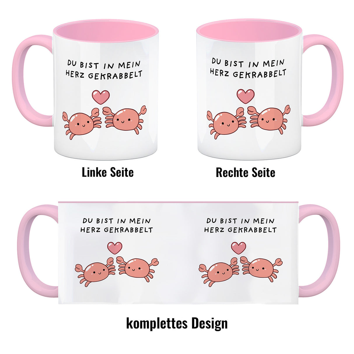 Jelly & Friends Krabben Kaffeebecher mit Spruch Du bist in mein Herz gekrabbelt