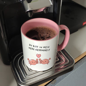 Jelly & Friends Krabben Kaffeebecher mit Spruch Du bist in mein Herz gekrabbelt