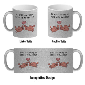 Jelly & Friends Krabben Kaffeebecher mit Spruch Du bist in mein Herz gekrabbelt