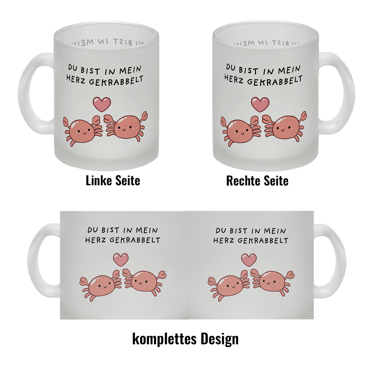 Jelly & Friends Krabben Kaffeebecher mit Spruch Du bist in mein Herz gekrabbelt