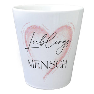 Herz in gold Blumentopf mit Spruch Lieblingsmensch