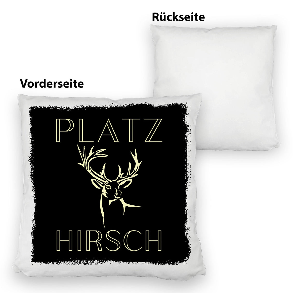Hirsch Kissen mit Spruch Platzhirsch in braun