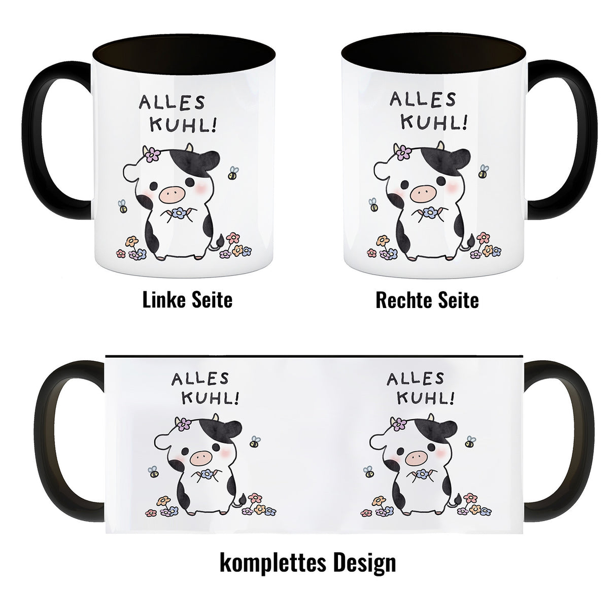 Kuh Kaffeebecher mit Spruch Alles Kuhl