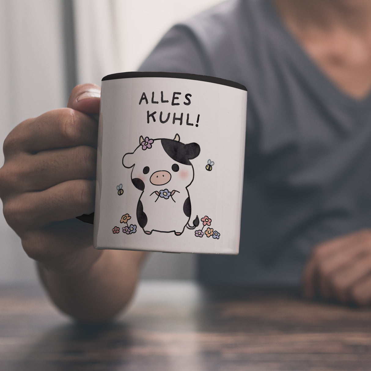 Kuh Kaffeebecher mit Spruch Alles Kuhl