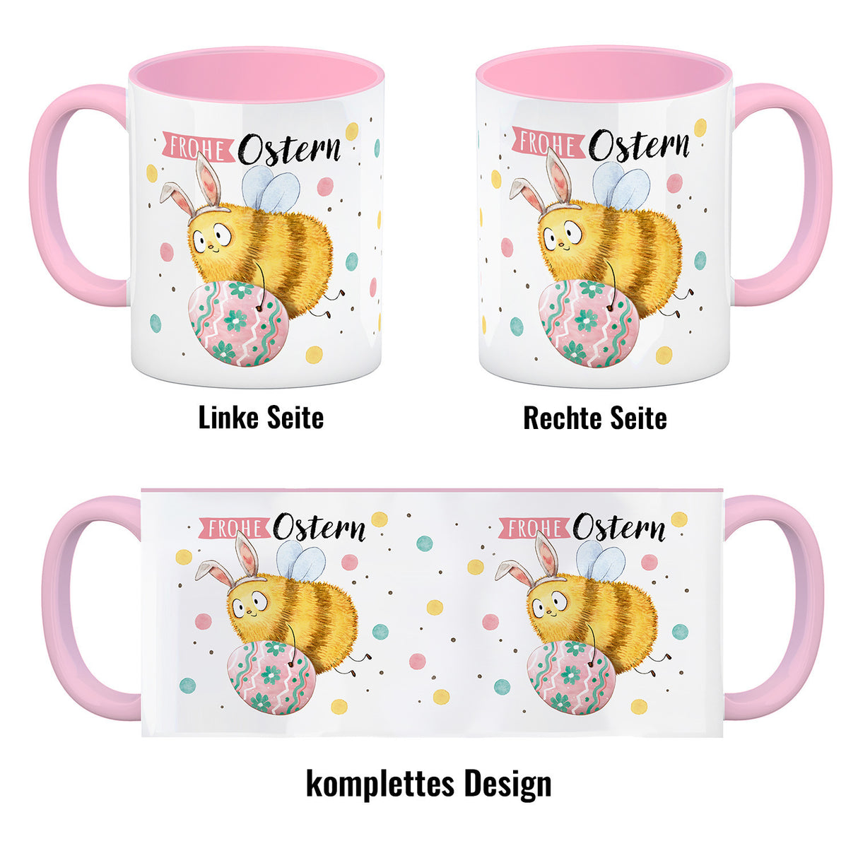Pummel Biene Kaffeebecher mit Spruch Frohe Ostern